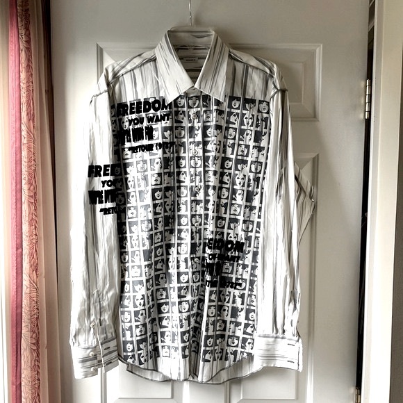 Henley’s Men’s Long Sleeve Cotton Graphic Shirt White/Gray/Black Size XL - Picture 1 of 15